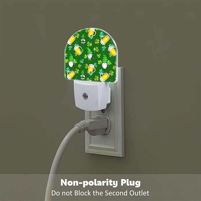 Saint Patrick Day Gnomes and Clovers Night Light Plug into Wall, Irish Shamrock - Image 4