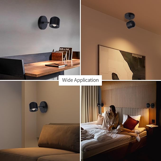 Aisilan Modern Adjustable Wall Sconce Bedside Wall Light Fixture Black LED - Image 6