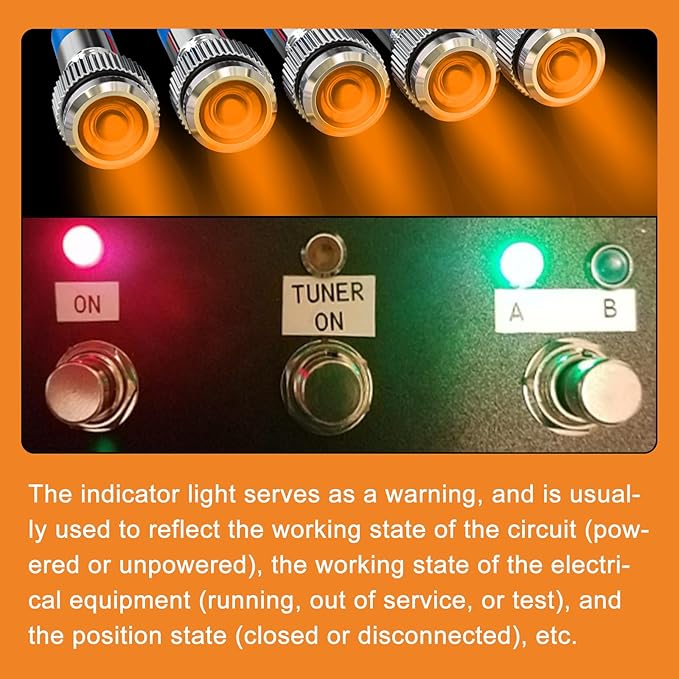 GASHER 5 PCS Energy Saving Indicator Light, LED Light 12V/24V/110V 20mA Panel - Image 6
