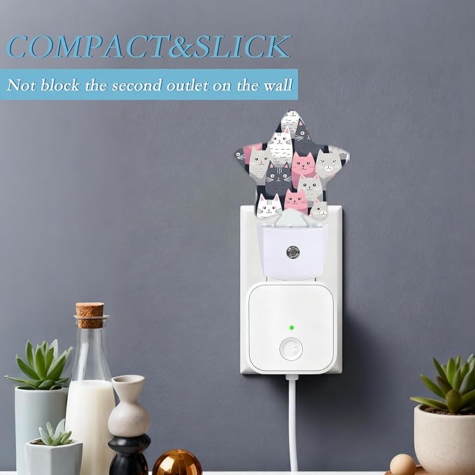 Cute Cartoon Cat Night Light, Plug-in Wall Led Night Lights Decor - Image 3