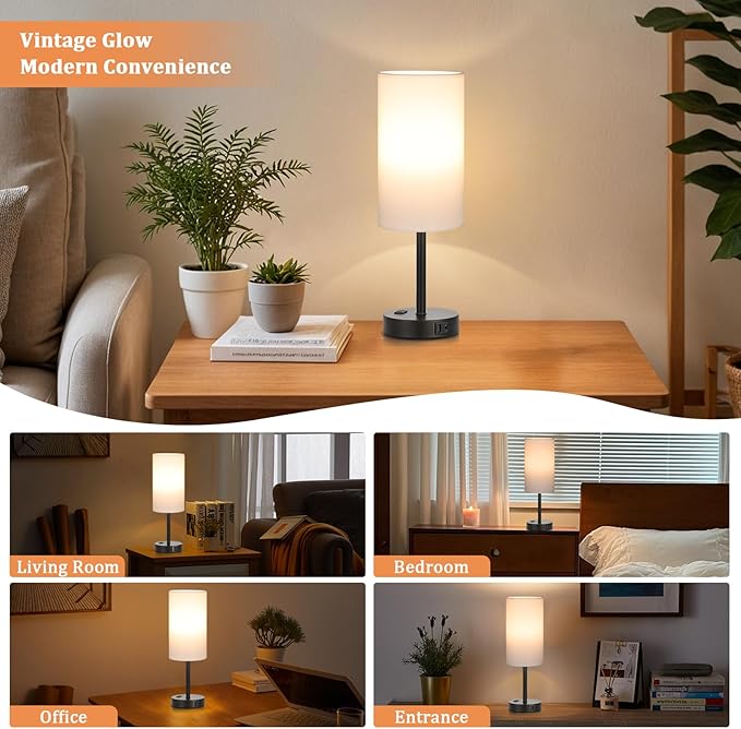 17.4inches Tall White Bedroom Lamps Set of 2-3 Way Dimmable Touch Table Lamps - Image 4