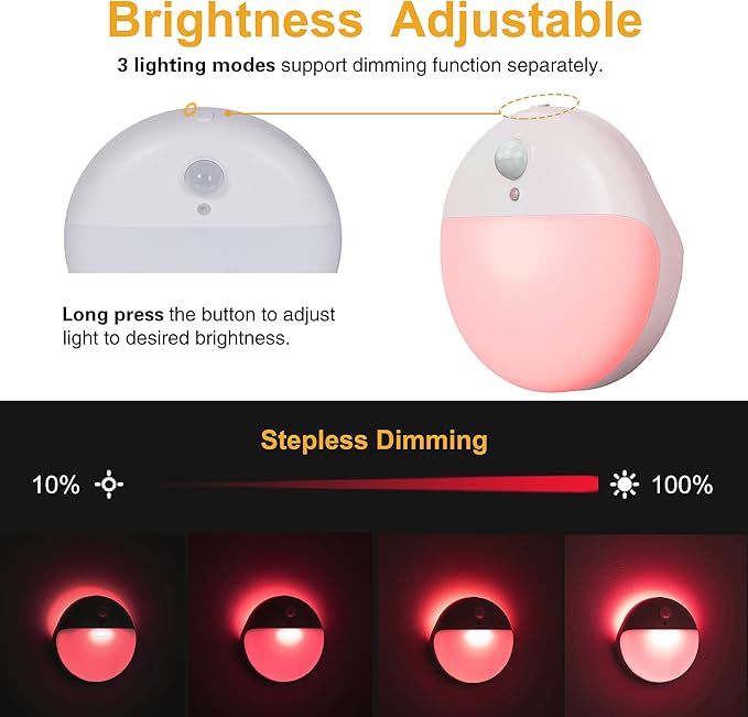 2 Pack Red Night Light, Battery Operated Night Light, 2.6" Small Sticky Lights - Image 6