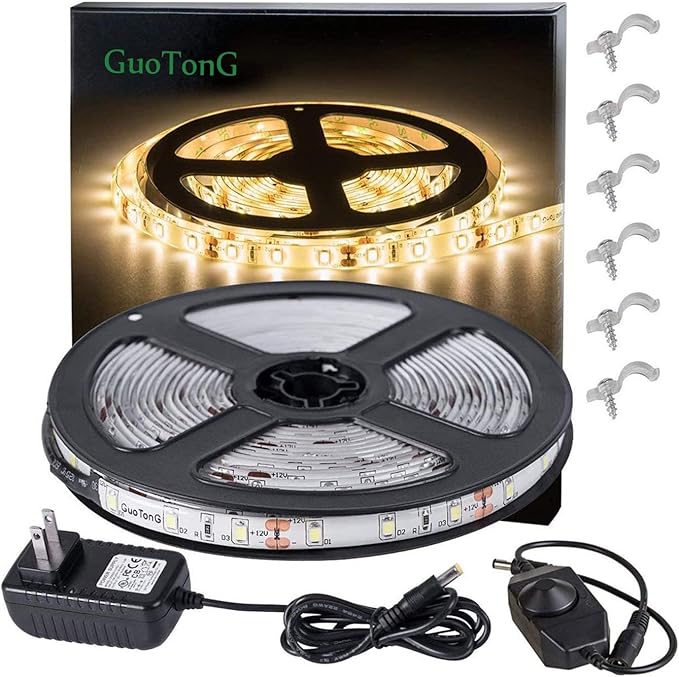 Warm LED Strip Lights, Waterproof cuttable 300 SMD 2835 LED Tape, 6000K 12V by Guotongiscommittedtocreatingthequalitydecorativeledlights
