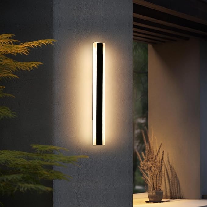 Outdoor Wall Light Fixture, 31.4inch Black Modern Linear Exterior Sconce - Image 9
