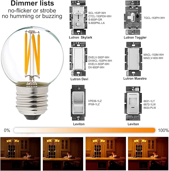 LiteHistory Dimmable g16.5 led Bulb 40W g16 1/2 led Edison Bulb 2700K 4W e26 - Image 4