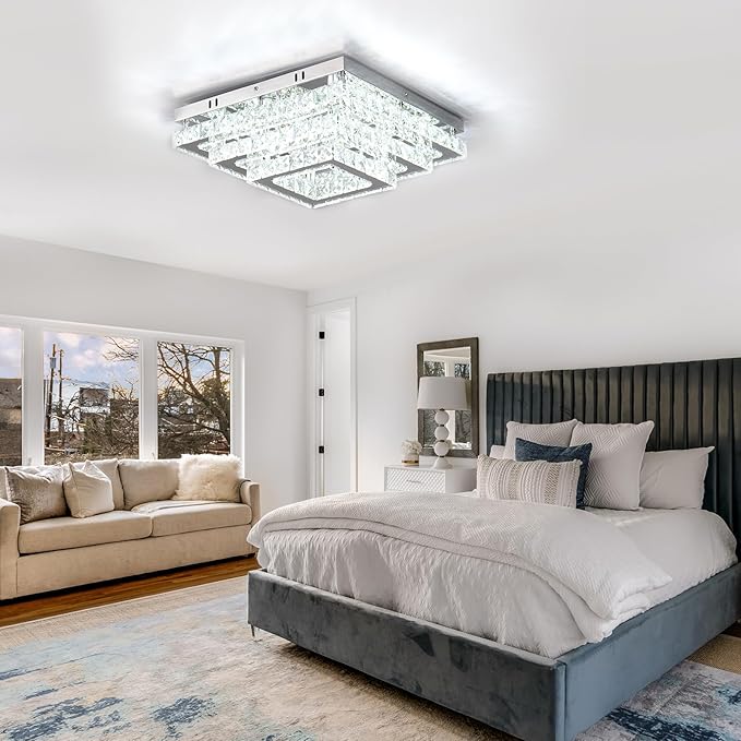 Finktonglan Square Crystal LED Ceiling Light Fixtures - Image 2