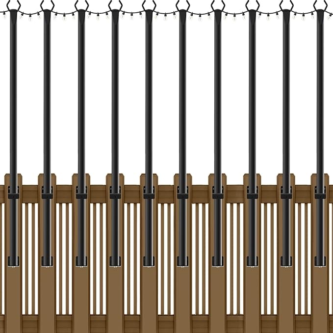 10 Pack String Light Poles, 5Ft Metal Poles by NUERPO