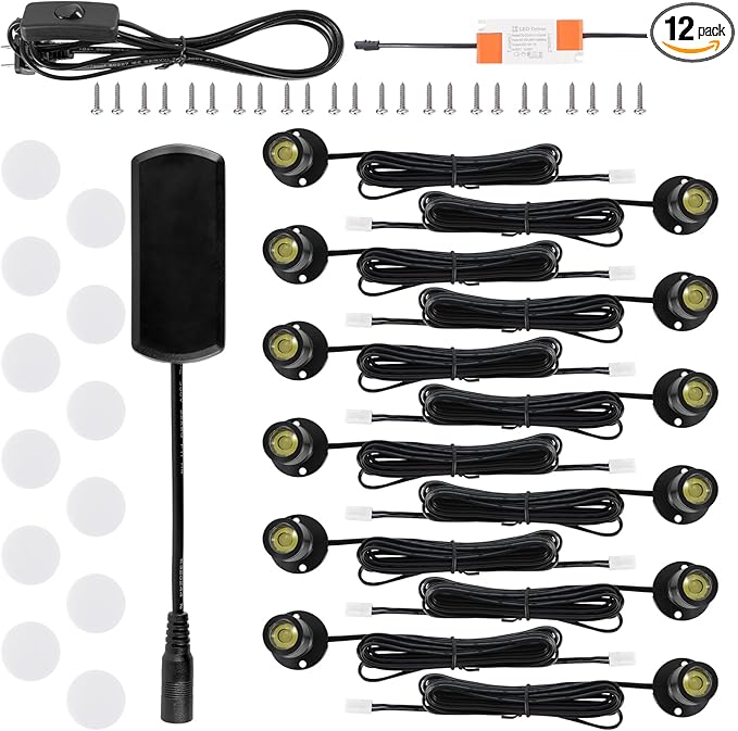 12pcs Warm White Mini LED Spot Lights, 3000K Under Cabinet Lights, Mini by NEWCOMDIGI