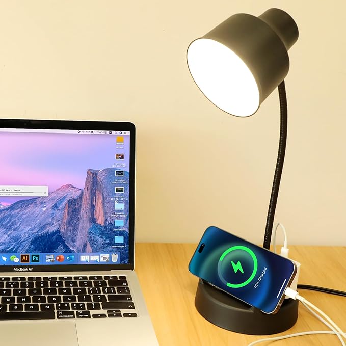 Energetic LED Desk Lamp with Phone Holder, Table Lamp with AC Outlet, - Image 7