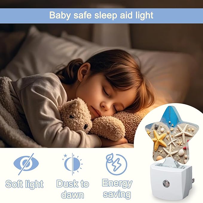 Coastal Seashell Starfish Night Lights Plug Into Wall, Nightlight - Image 6
