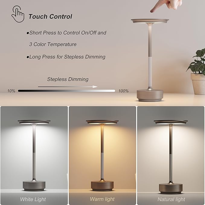 1 Pack Rechargeable Table Lamps Cordless, Portable 5000mAh Outdoor Table Light - Image 2