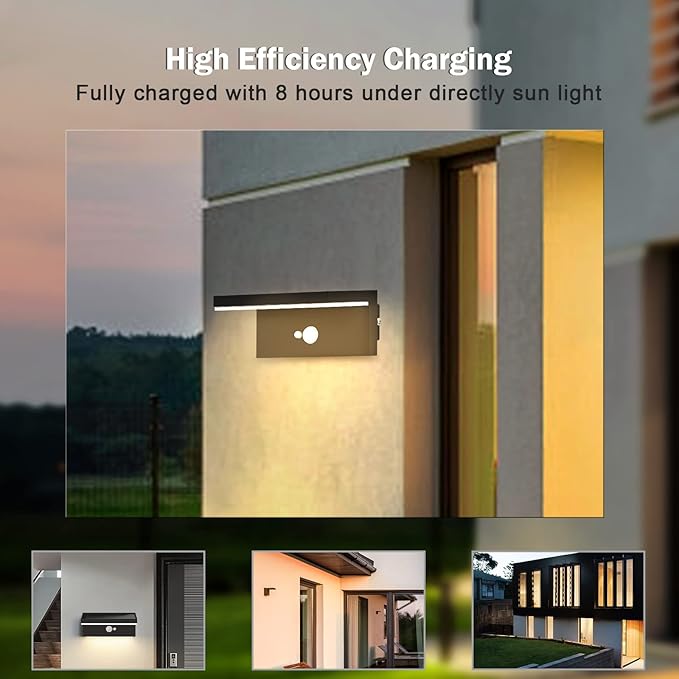 Solar Outdoor Wall Lights 2 Pack, Motion Sensor Waterproof Dusk to Dawn Solar - Image 7