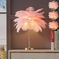 White Ostrich Feather Lamp, 3-Color Temperature Modes, 40 Feathers and 5 G4 LED by LINCWONZ