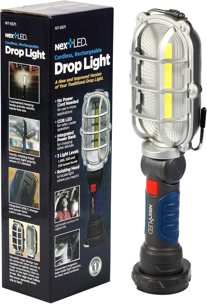 NextLED NT-5571 Rechargeable Magnetic LED Work Light, 1000 LM Trouble Light by NextLED