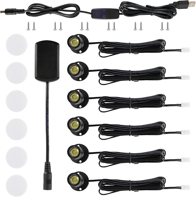 DEDC 6pcs Mini LED Spot Lights, 1W 5V 3000K Under Cabinet Lights, Mini by DEDC