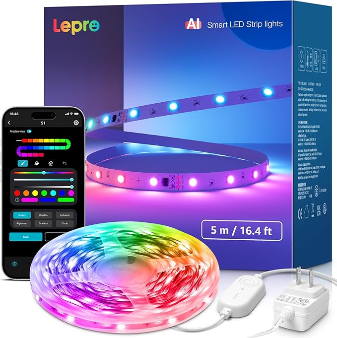 Lepro S1 AI LED Strip Lights for Christmas Decorations, 16.4ft Smart RGB Light by Lepro