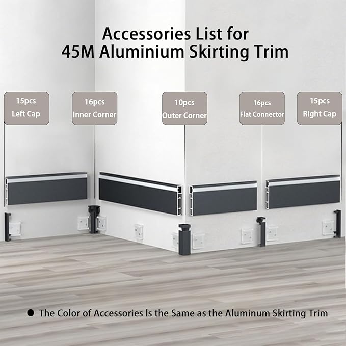 18 Pack LED Aluminum Metal Baseboard Trim 80 x 2500mm 3.15” x 8.2’ Total 147.6 - Image 2