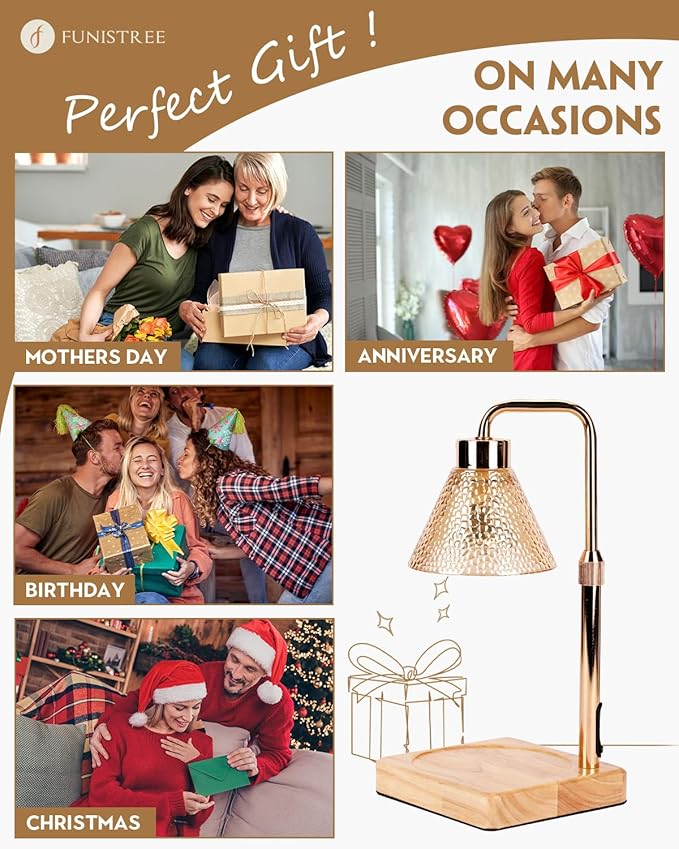 Candle Warmer Lamp with Timer Dimmable, Adjustable Height, Christmas - Image 5