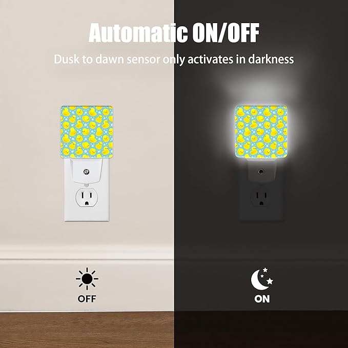Yellow Rubber Ducks Night Light, Dusk to Dawn Smart Sensor Nightlight - Image 3
