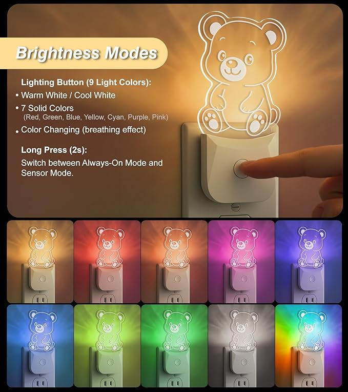 Cute Bear Night Light, RGB LED Night Lamp - Image 2