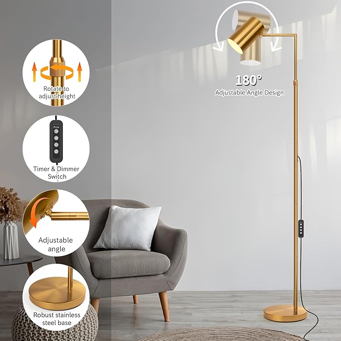 Tree Floor Lamp for Living Room, Modern Gold Standing Tall Pole Lamps for - Image 3