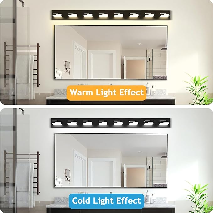 LED Modern Bathroom Vanity Light Fixtures 8-Light 5CCT Dimmable Matte Black - Image 5