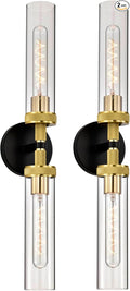 LaLuLa 2-Pack Black and Gold Bathroom Vanity Light Fixtures – Modern 2-Light by LaLuLaLighting