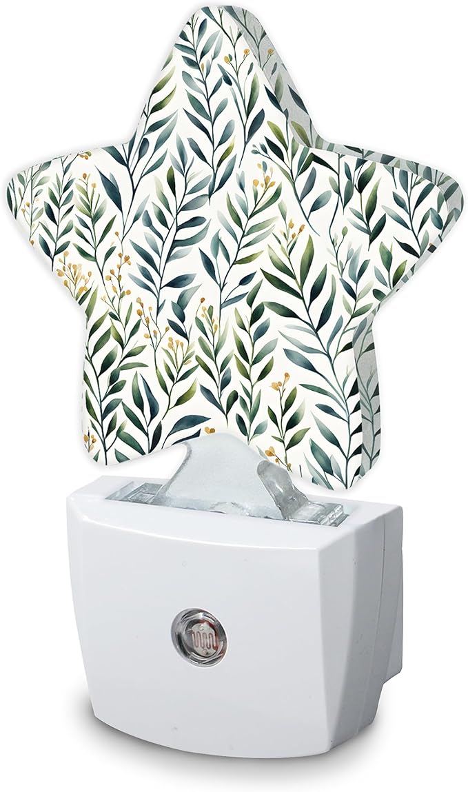 Eucalyptus Leaves Night Light, Plants Plug-in Night Light Auto Dusk-to-Dawn by SKYDAWNY