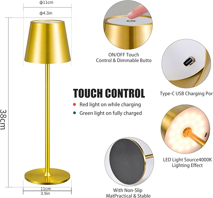 2 Pack Cordless Table Lamp, Portable LED Desk Lamp, 6000mAh Battery Operated - Image 4