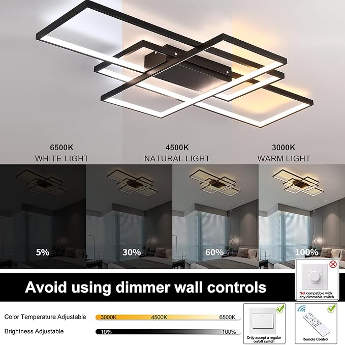 GEADI Large Modern LED Ceiling Light, 35.4" Dimmable Flush Mount Ceiling Lights - Image 3