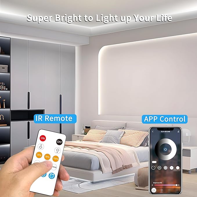 COB LED Strip Lights 6000K 16.4ft DC 24V Dimmable White Flexible LED Tape Light - Image 2