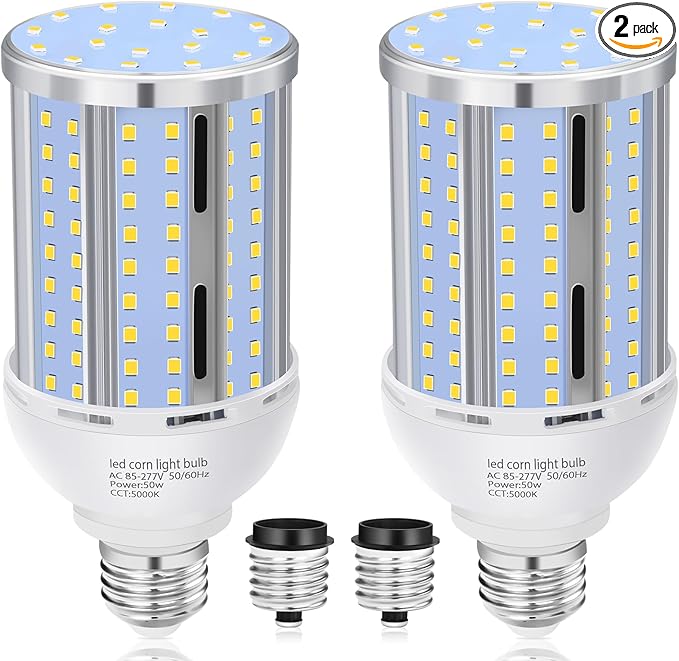 50W LED Corn Light Bulb, Fanless E26/E39 Medium/Large Mogul Base LED Cob Lamp by XYCN