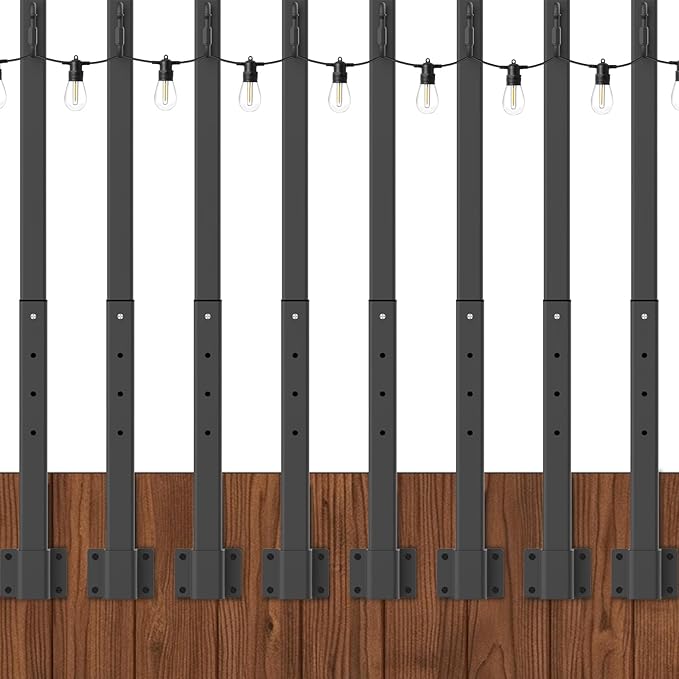 8 Pack 2.8 FT String Light Poles, Metal Lights Poles by Unknown
