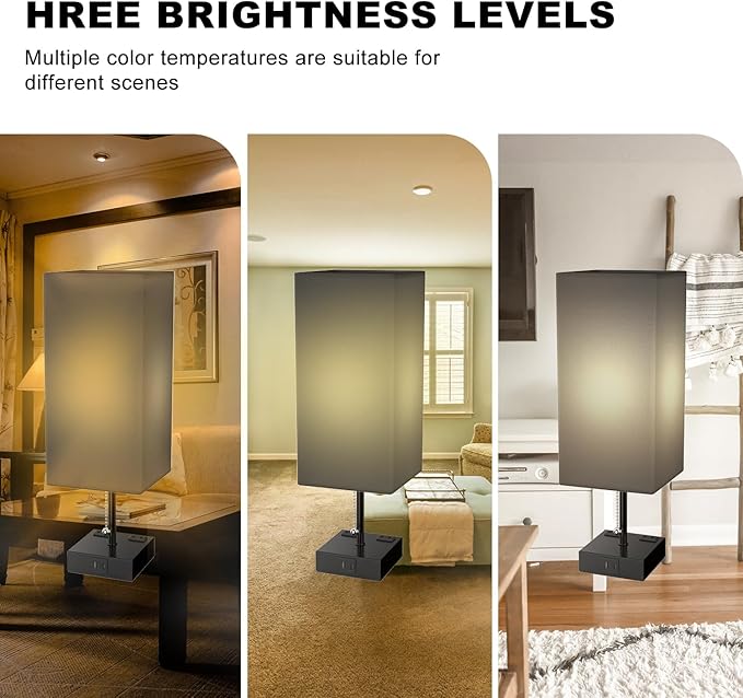 Table Lamp for Bedroom with USB, Bedside Lamp with USB C+A Charging Ports - Image 5