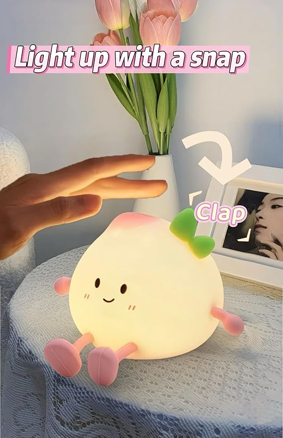 Little Peach Butt Night Light, 7-Color Changing Silicone Nursery Lamp - Image 7