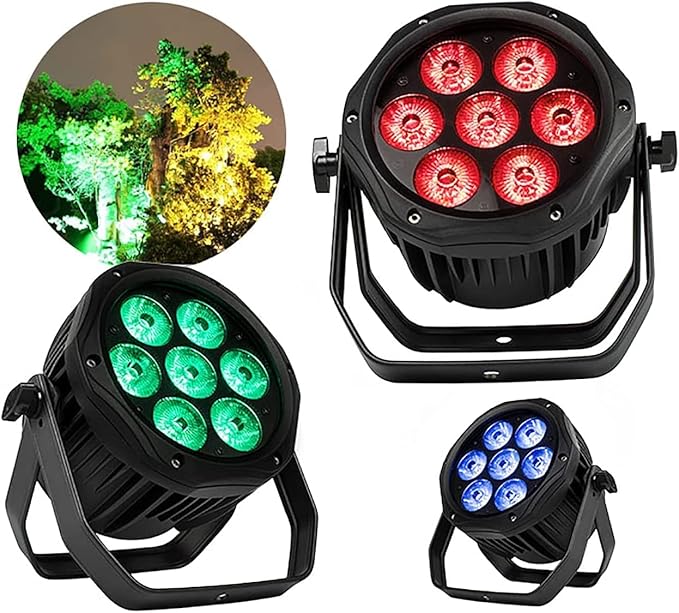 SHEHDS Par Lights IP65 Waterproof Outdoor LED 7x18W RGBWA+UV Lighting Stage - Image 5