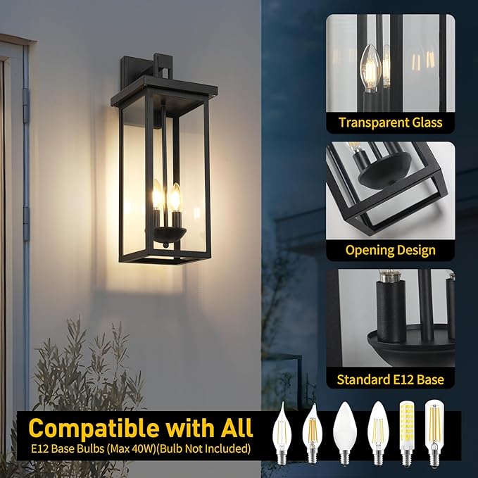 tewei 1 Pack Large Size Outdoor Wall Lights Exterior Wall Light Fixture - Image 2