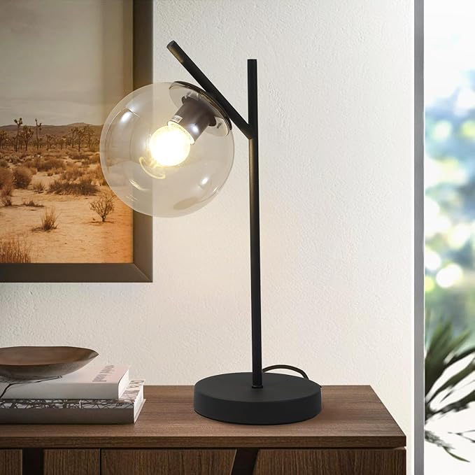 Mid Century Table Lamp Vintage Bedroom Desk Lamp Black Nightstand Lamp - Image 6