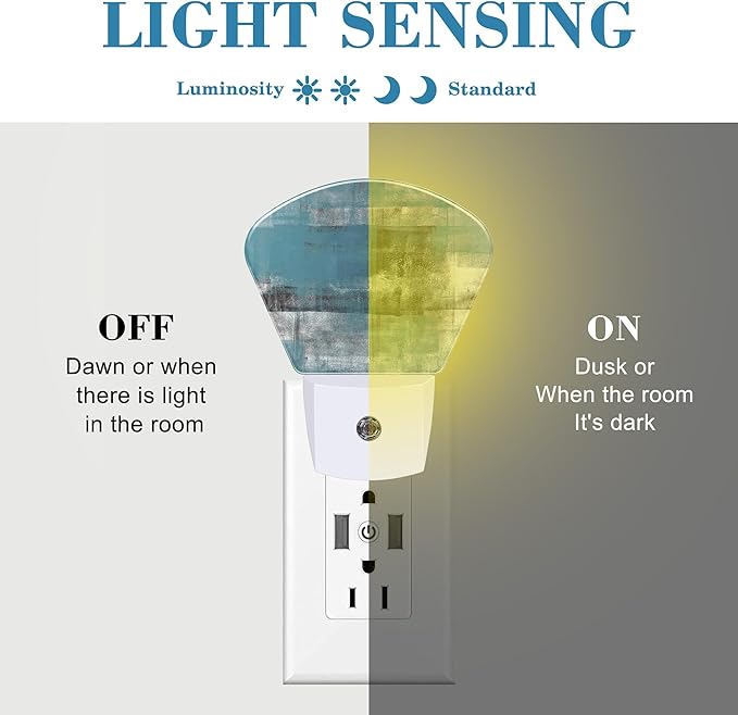 Blue Grey Abstract Painting Night Light Plug into Wall, Art Painting Night Light - Image 2