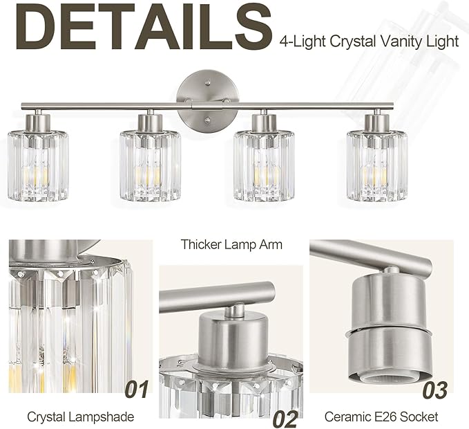 Crystal Bathroom Light Fixtures, Bathroom Lighting Fixtures Over Mirror - Image 8