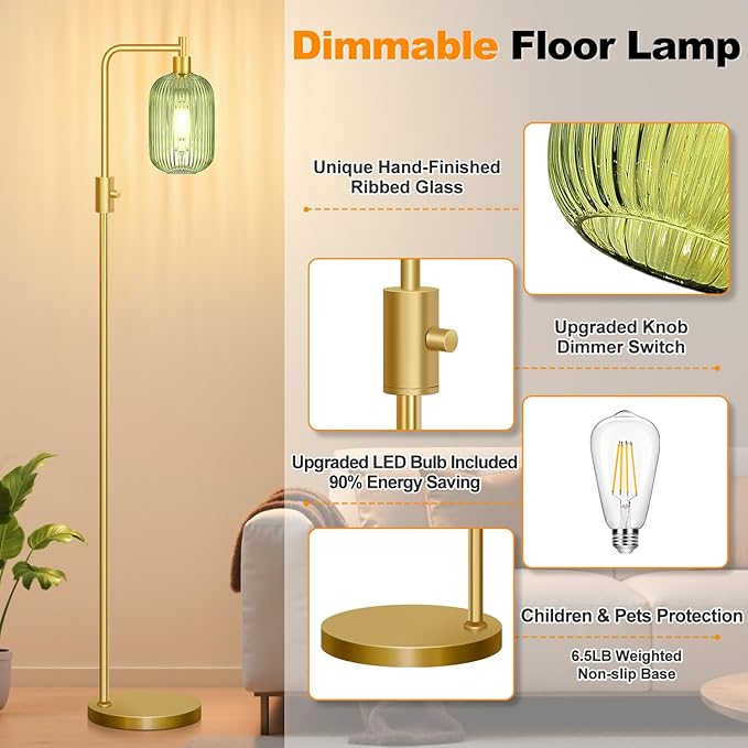 【Upgraded】 Dimmable Glass Floor Lamp - Image 5