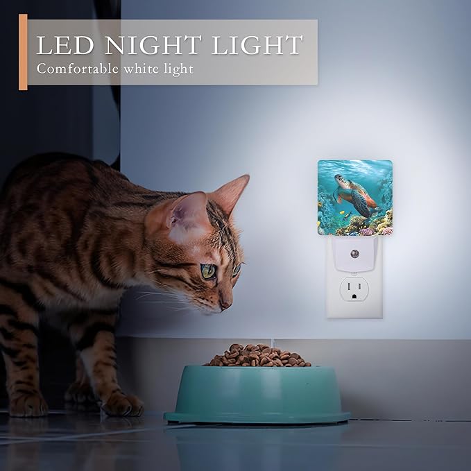 Night Light Plug into Wall, Sea Turtle Corals Fish Night Light - Image 4