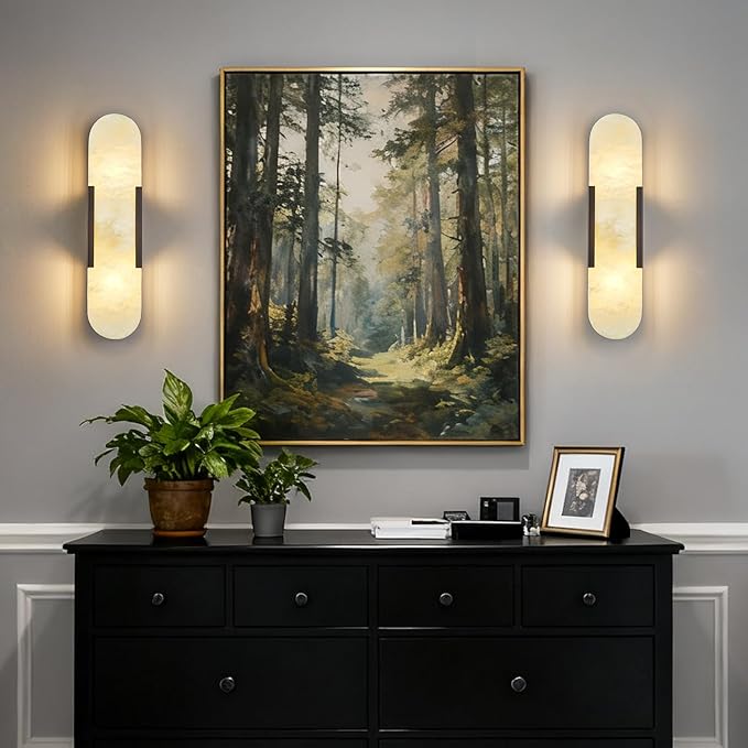 Alabaster Wall Sconces Set of Two, Modern Natural Marble Wall Sconces - Image 7