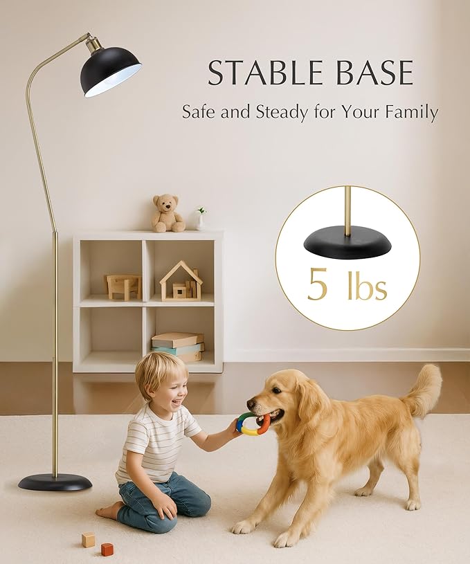 HarvestLand Halo Brass Floor Reading Lamp – Standing Reading Lamps - Image 4