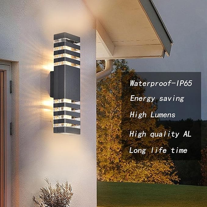 4Pack 18inch LED Square Up & Down Wall Lights, 24W Outdoor Wall Light 4000K Day - Image 2