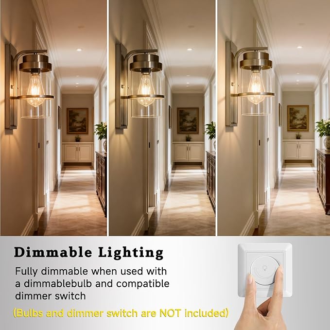 Brushed Nickel Wall Sconces Light, Modern Wall Sconces Bathroom Light Fixtures - Image 4
