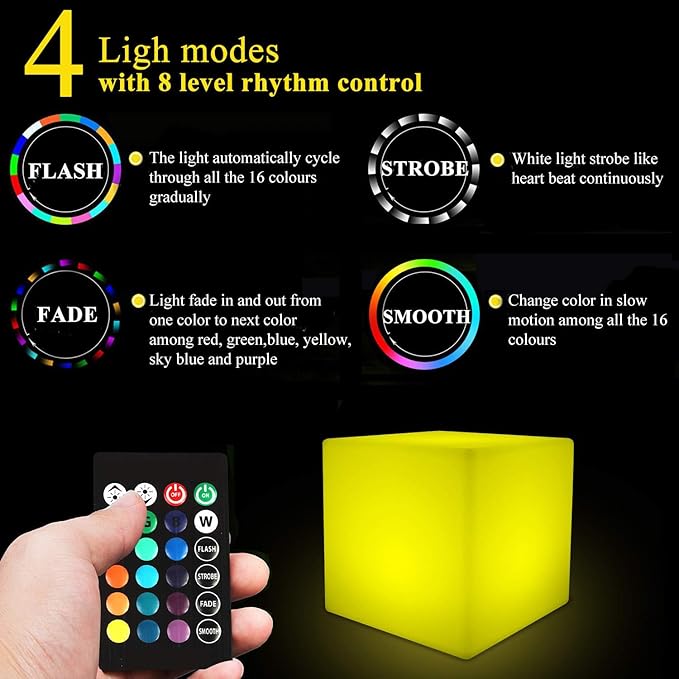 4-inch LED Cube Light, 16 RGB Color Changing Tesseract Cube Lamp - Image 3