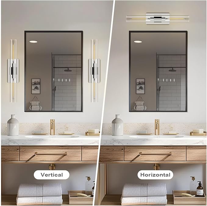 22.8" Sconces Wall Lighting, Bathroom Nickel Vanity Lights Fixtures - Image 3