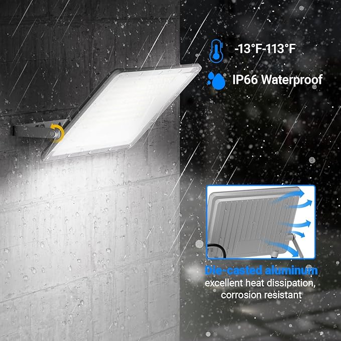 Ceena 35W Plug in LED Flood Lights Outdoor, 3500lm Super Bright LED Work Light - Image 4
