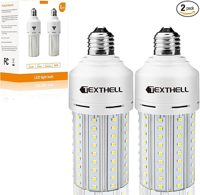 Led Light Bulb 400W Equivalent 6250 Lumen 5000K E26/E27 Medium Base 50W led Bulb by TEXTHELL